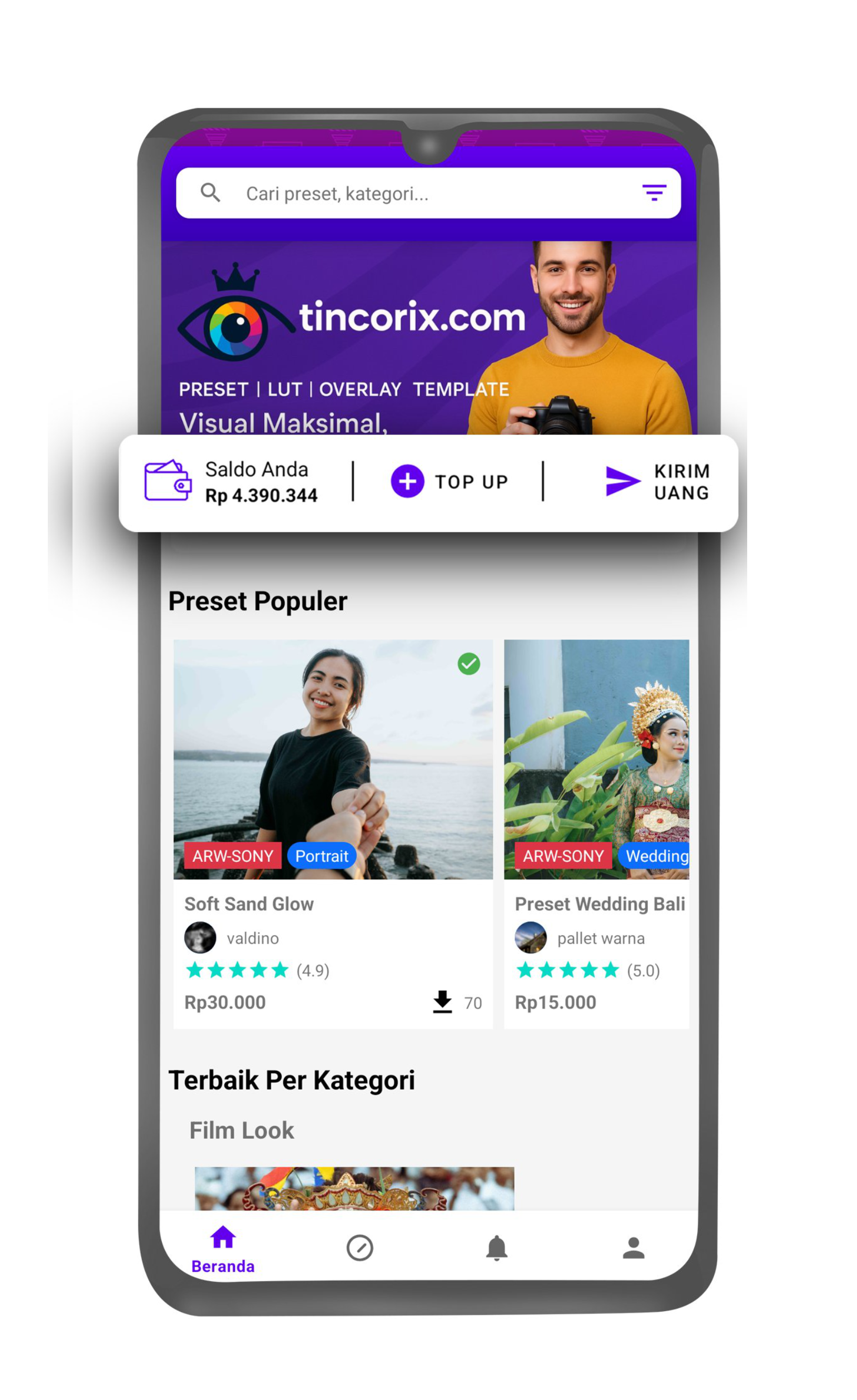 Tampilan Aplikasi Tincorix